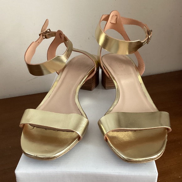 J.crew gold metallic leather ankle strap sandal - Picture 2 of 9